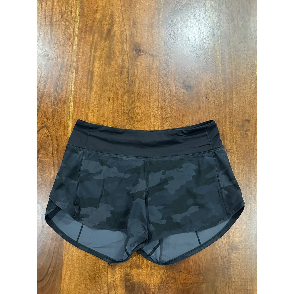Lululemon Speed Up Low-Rise Lined Short 2.5 Heritage Camo Coal Black Size 8